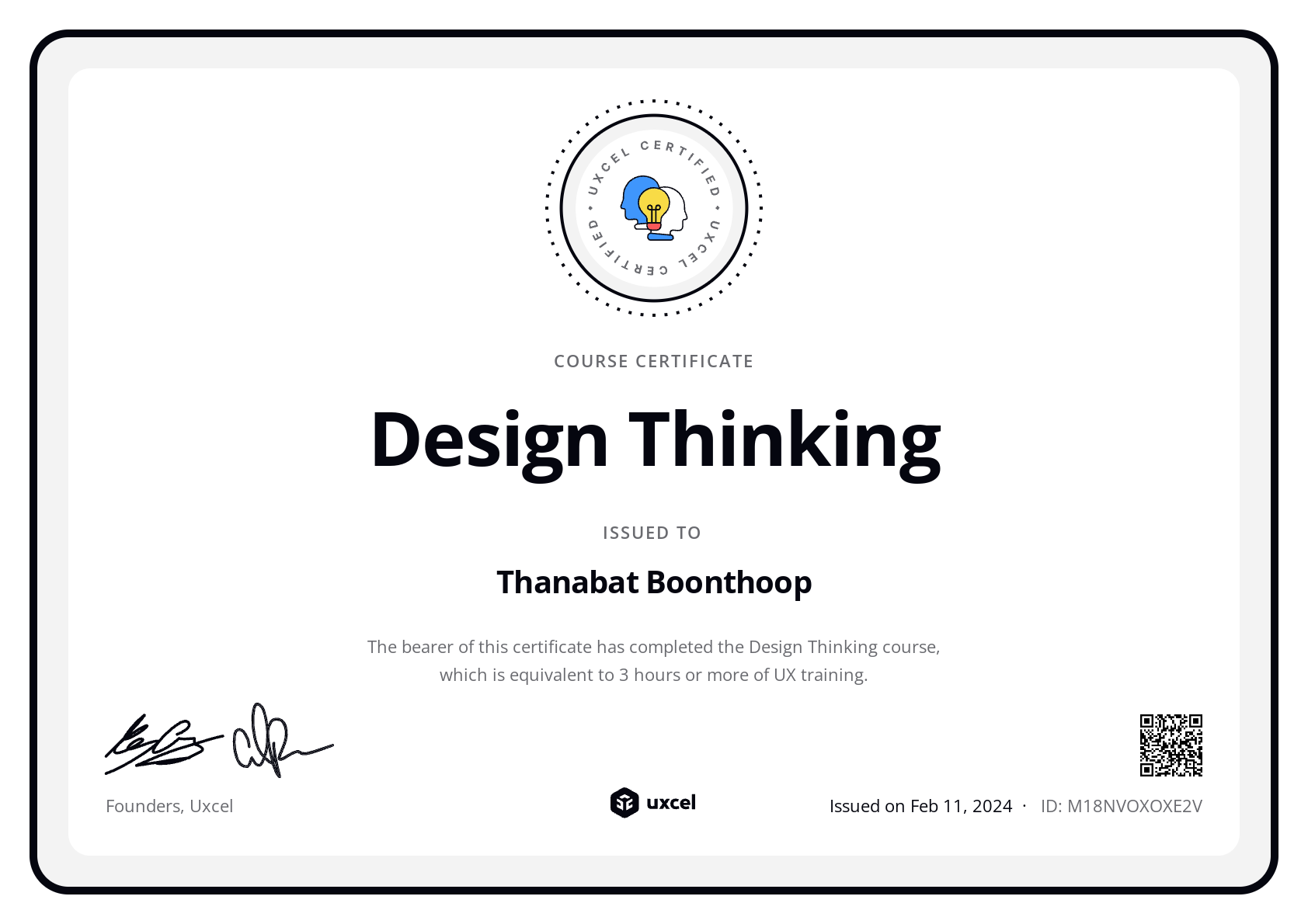 Thanabat Boonthoop's certificate